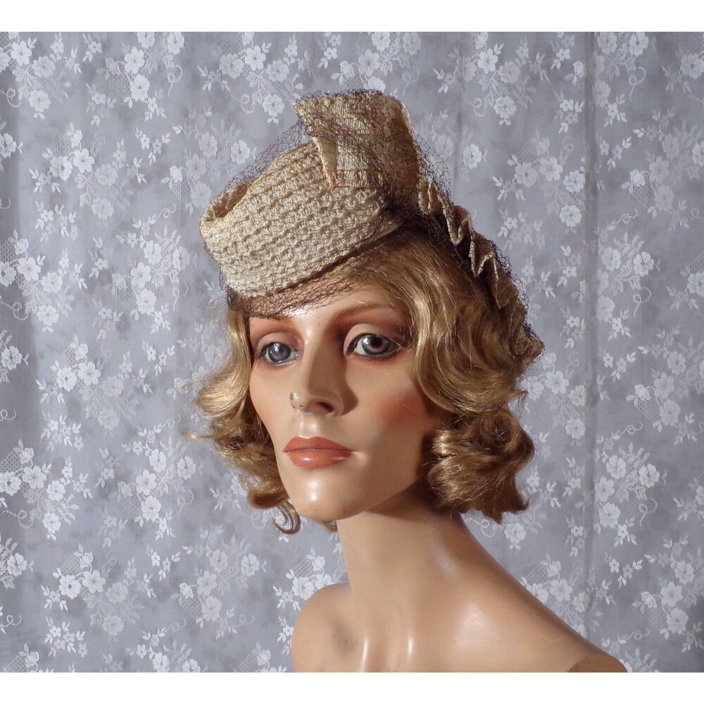 Vintage 40s Tilt Hat 1940s Retro Dramatic Film Noir Femme Fatale Rockabilly